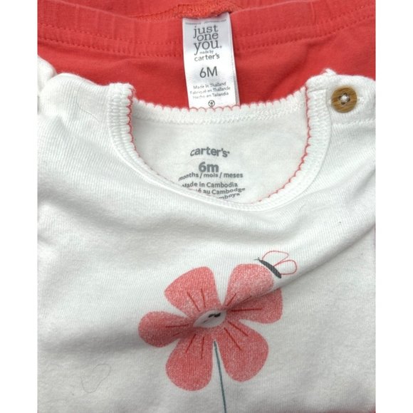 2 Baby Girl Matching Outfits - Orange Leggings, White Long Sleeve Shirt, Black L - Picture 8 of 9